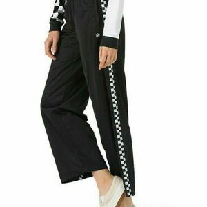 VANS Black Checkerboard Check Wide Leg Track Sweat Pants Sweatpants